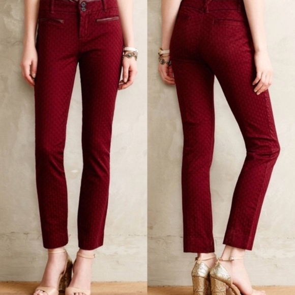 Anthropologie Pants - Anthropologie Cartonnier Burgundy Charlie Ankle Straight Leg Pants 4
